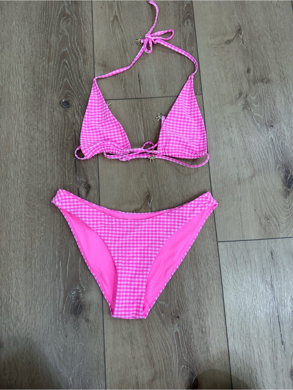 Pink Gingham Two-Piece Swim Set